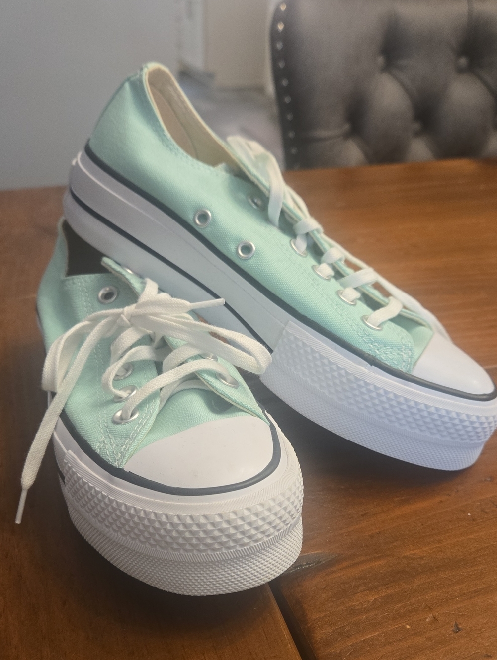 Nwob Converse Platform Canvas Sneakers in Mint Green Size 6